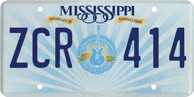 MS license plate ZCR414
