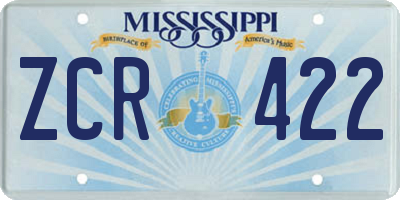 MS license plate ZCR422