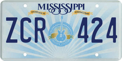 MS license plate ZCR424