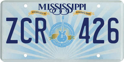 MS license plate ZCR426