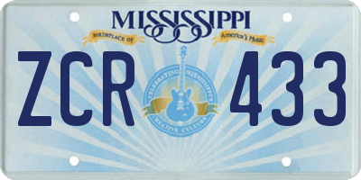 MS license plate ZCR433