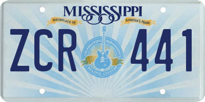 MS license plate ZCR441