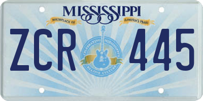 MS license plate ZCR445