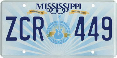 MS license plate ZCR449
