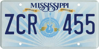 MS license plate ZCR455