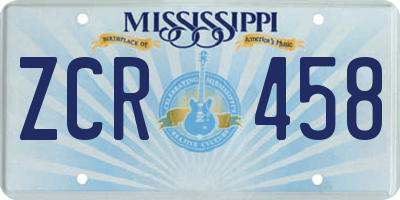 MS license plate ZCR458