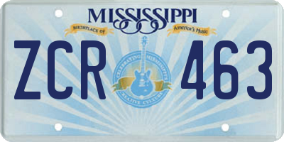 MS license plate ZCR463