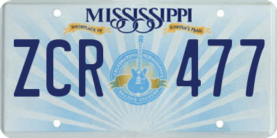 MS license plate ZCR477