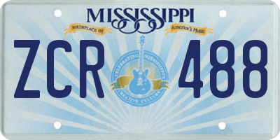MS license plate ZCR488