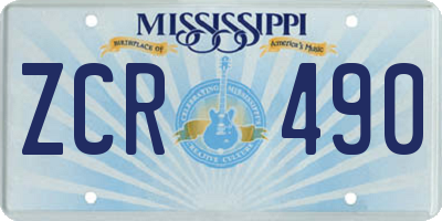 MS license plate ZCR490