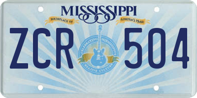 MS license plate ZCR504