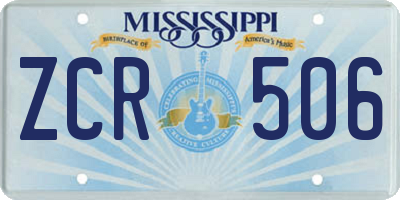 MS license plate ZCR506
