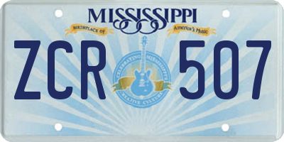 MS license plate ZCR507