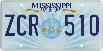 MS license plate ZCR510