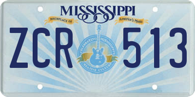 MS license plate ZCR513