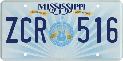 MS license plate ZCR516