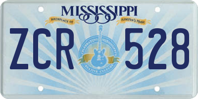 MS license plate ZCR528