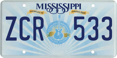 MS license plate ZCR533