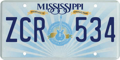 MS license plate ZCR534