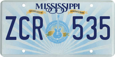 MS license plate ZCR535