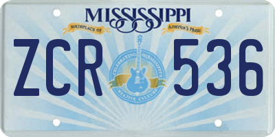 MS license plate ZCR536
