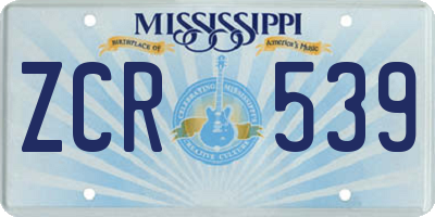 MS license plate ZCR539