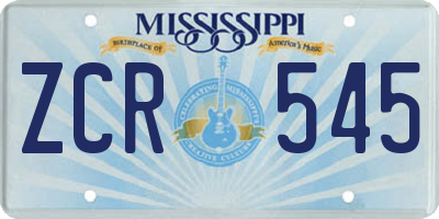 MS license plate ZCR545