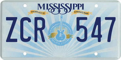 MS license plate ZCR547