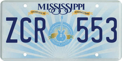 MS license plate ZCR553