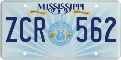 MS license plate ZCR562