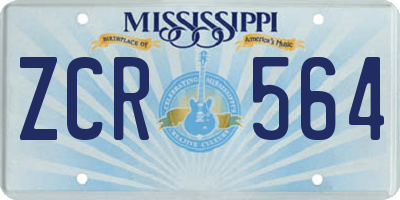 MS license plate ZCR564