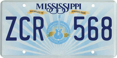 MS license plate ZCR568