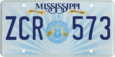 MS license plate ZCR573