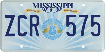 MS license plate ZCR575