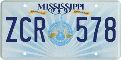 MS license plate ZCR578