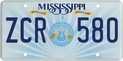 MS license plate ZCR580