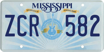 MS license plate ZCR582