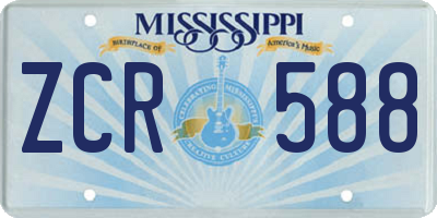 MS license plate ZCR588