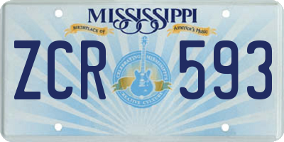 MS license plate ZCR593