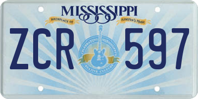 MS license plate ZCR597