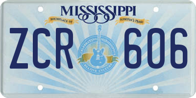MS license plate ZCR606