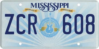 MS license plate ZCR608
