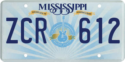 MS license plate ZCR612