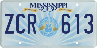 MS license plate ZCR613