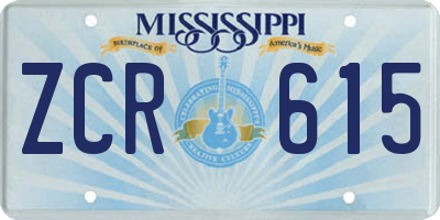 MS license plate ZCR615
