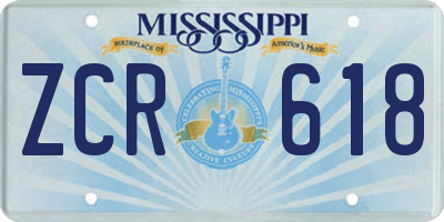 MS license plate ZCR618