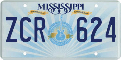 MS license plate ZCR624