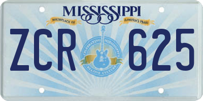 MS license plate ZCR625