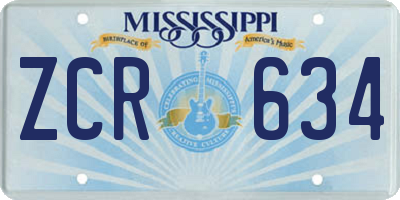 MS license plate ZCR634