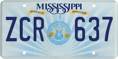 MS license plate ZCR637